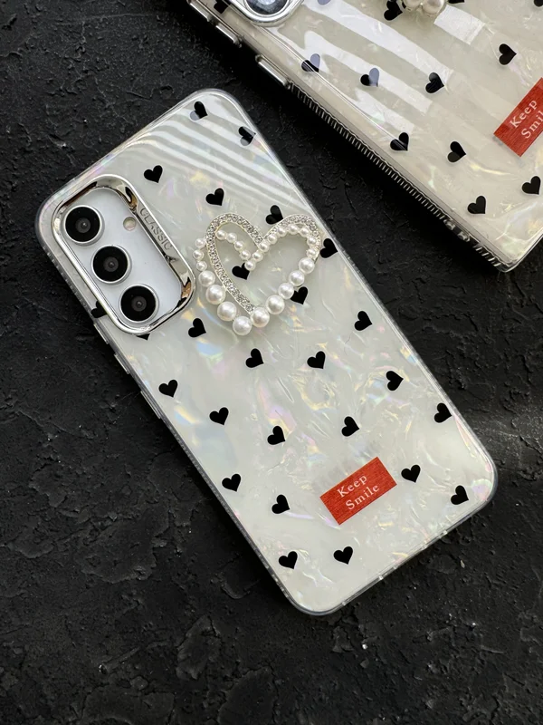 قاب موبایل سامسونگ قلب ریز خال خالی صدفی