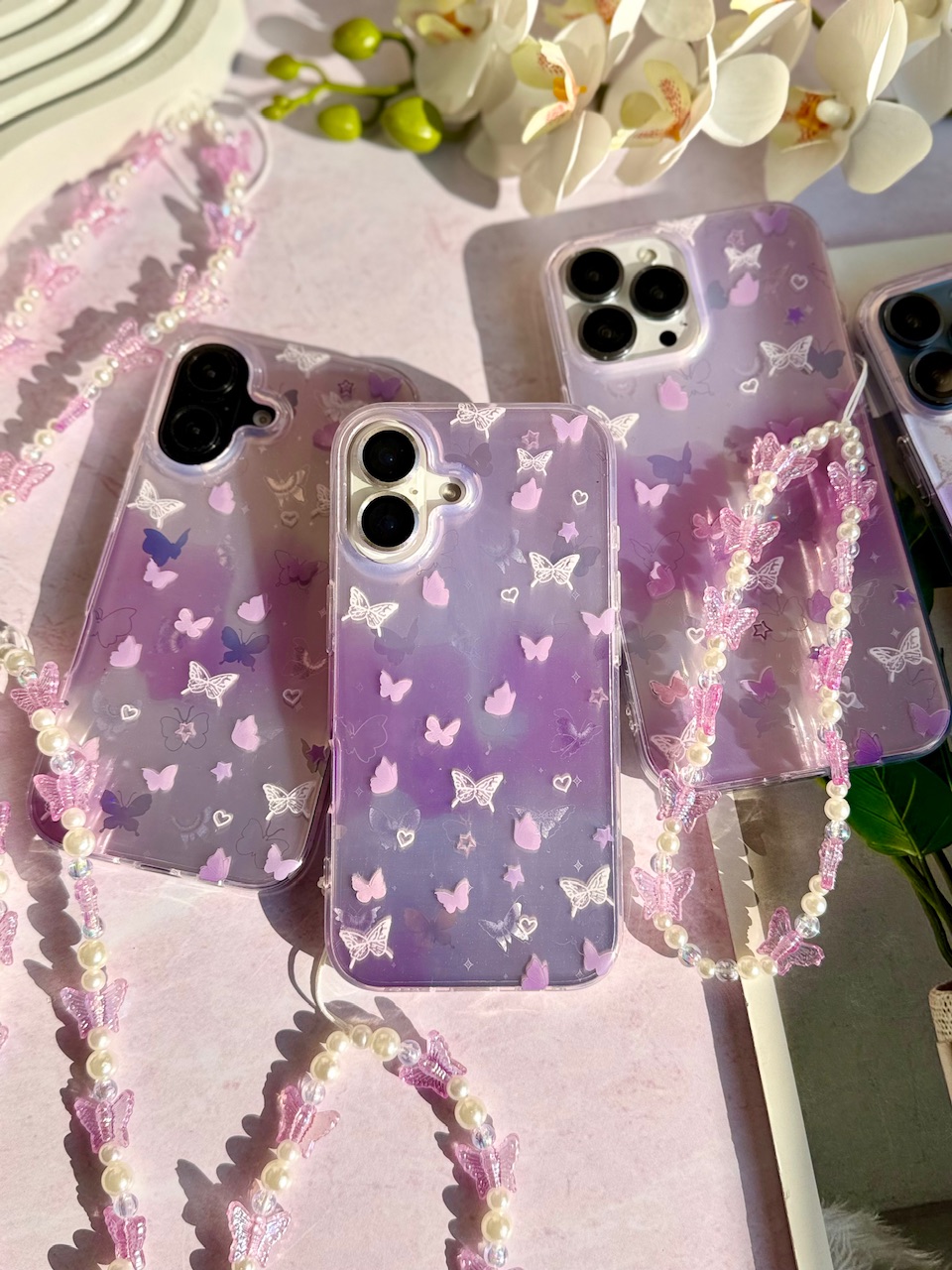 قاب گوشی آیفون Holo butterfly با آویز