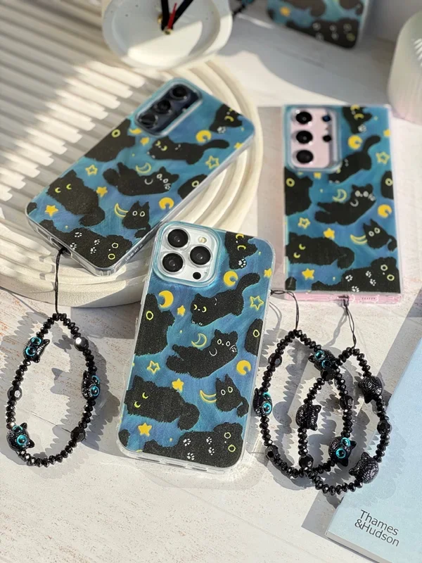 قاب گوشی آیفون Cat Night با آویز