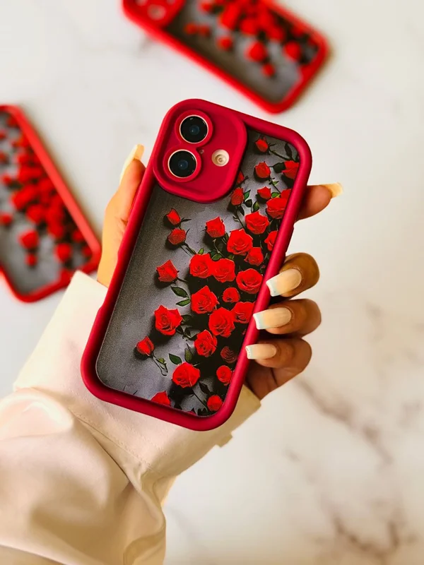 قاب گوشی آیفون solid سولید گل رز قرمز