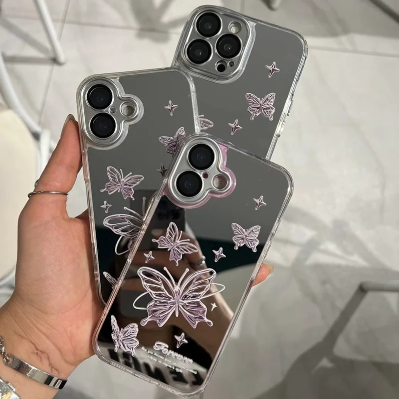 کاور گوشی آیفون پروانه آینه ای