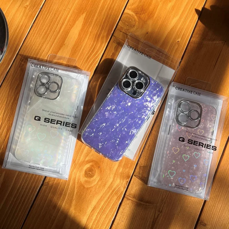 قاب گوشی آیفون صدفی قلب هلوگرامی