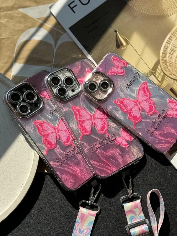 قاب موبایل آیفون Pink Butterfly