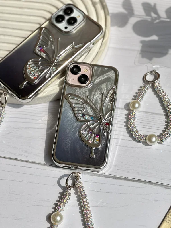 قاب گوشی آیفون پروانه براش آکواریومی با آویز