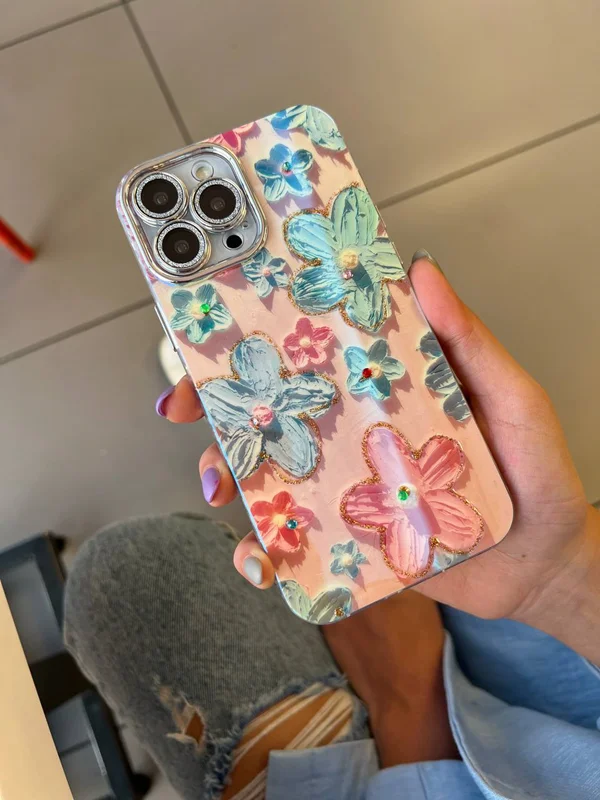 قاب گوشی آیفون گل آبرنگی ( گل ریز )