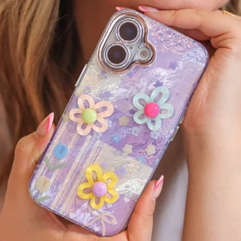 کاور گوشی آیفون گلهای پاستیلی رنگی