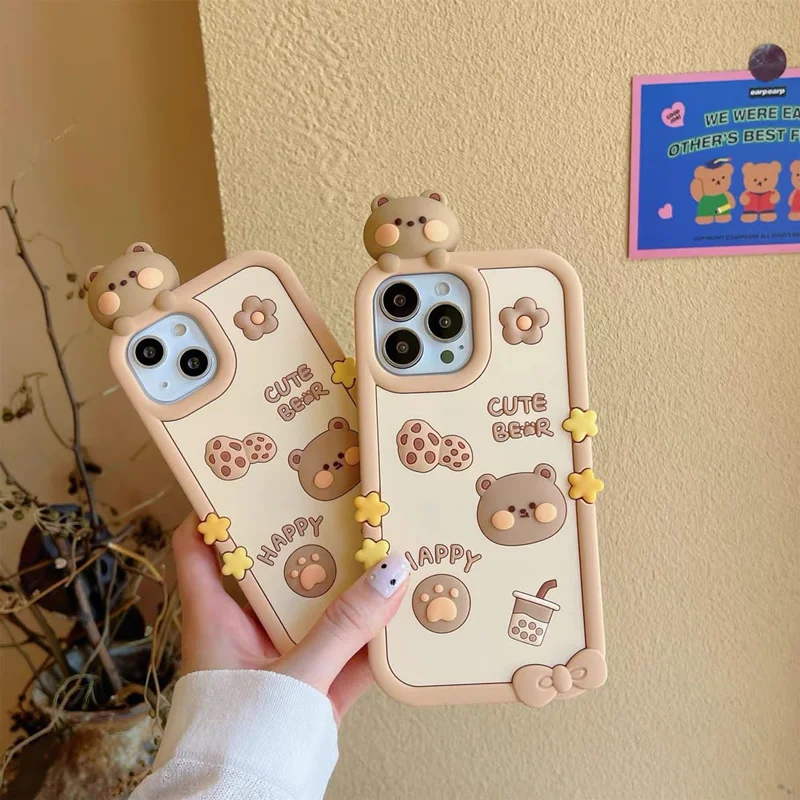 قاب گوشی آیفون cookie bear عروسک برجسته