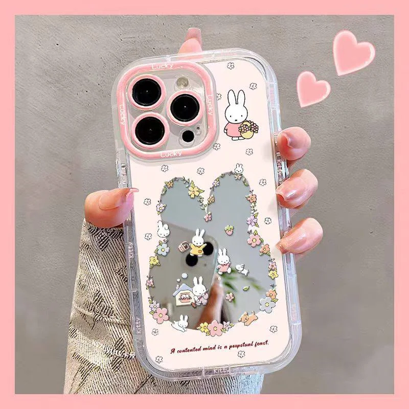 قاب آیفون آینه ای cute bunny