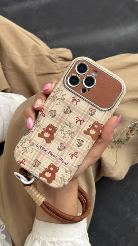 گارد آیفون خرس کوچولو پاپیون استریپ + بندست کنفی ساده