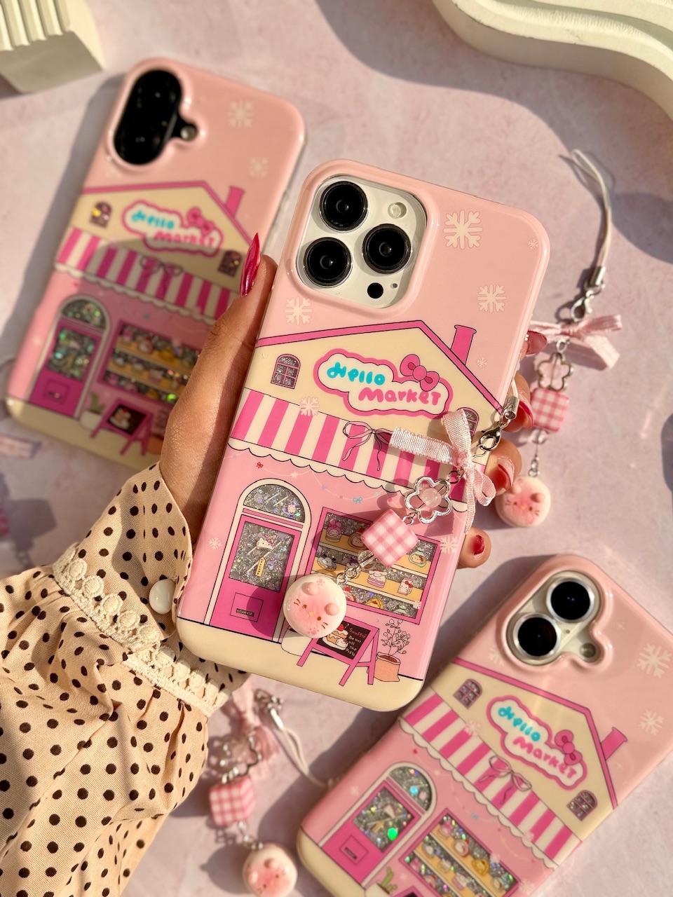قاب گوشی آیفون Hello Market با آویز