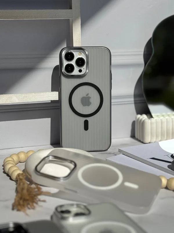 قاب موبایل آیفون لنز استندی کرکره ای مگ سیف دار