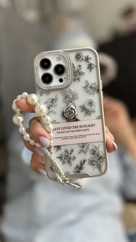 قاب موبایل آیفون گل فلاورز سان لایت + بندست