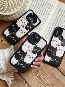 قاب موبایل شیائومی گربه های کیوت سیاه و سفید محافظ لنزدار