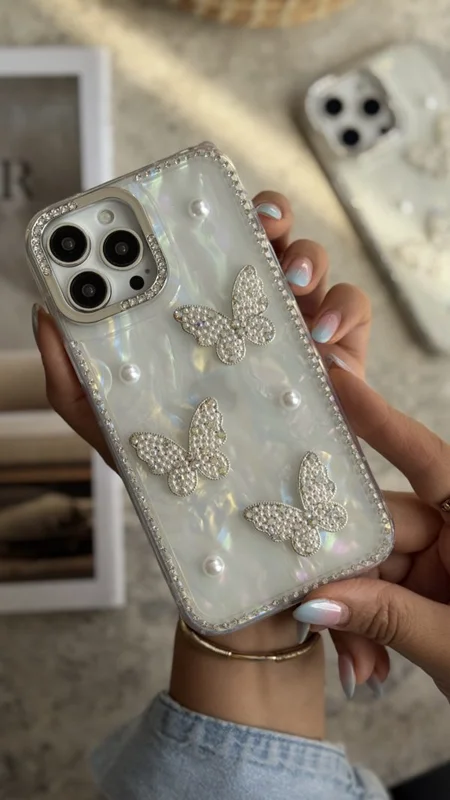 گارد گوشی موبایل آیفون سه پروانه دور نگین