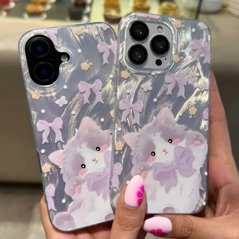 قاب گوشی آیفون پیشی پاپیونی همراه با آویز