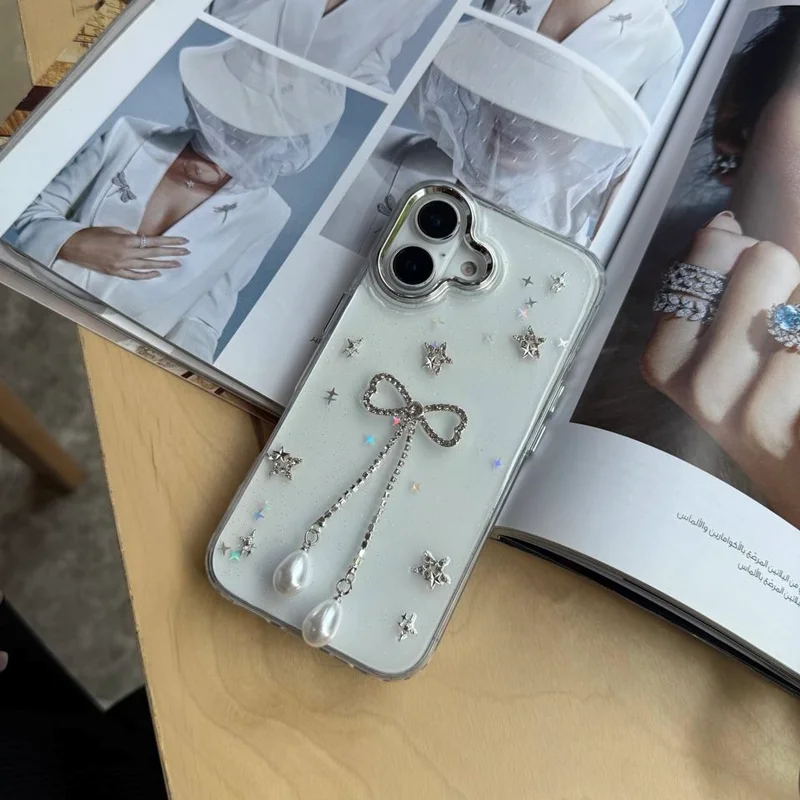 کاور گوشی آیفون پاپیون منگوله ای مرواریدی